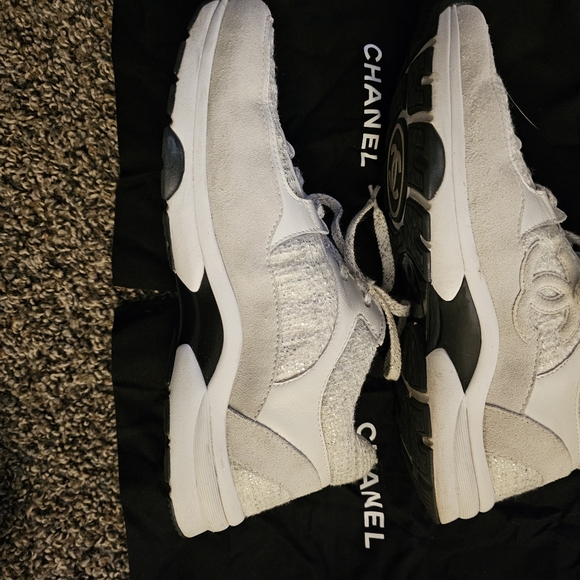Chanel sneakers white/silver sz 8.5 eu 39.5 - Picture 5 of 9